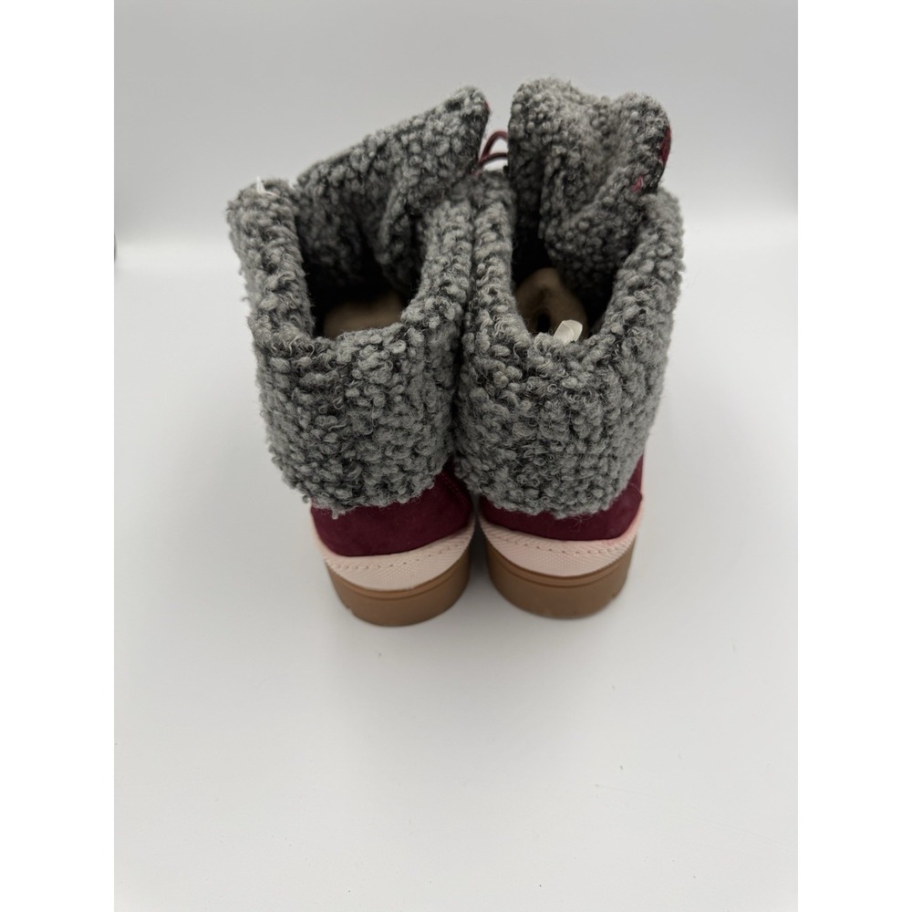 Muk Luks Faux Suede Lace Up Hiker Boots Memory Foam Burgundy Women Size 10 - Picture 5 of 8